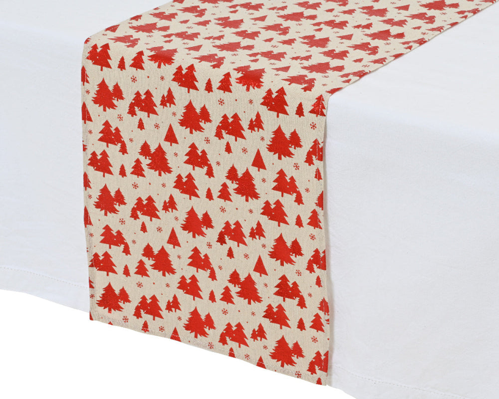Christmas Table Runner With Foil Print | 32 x 150cm
