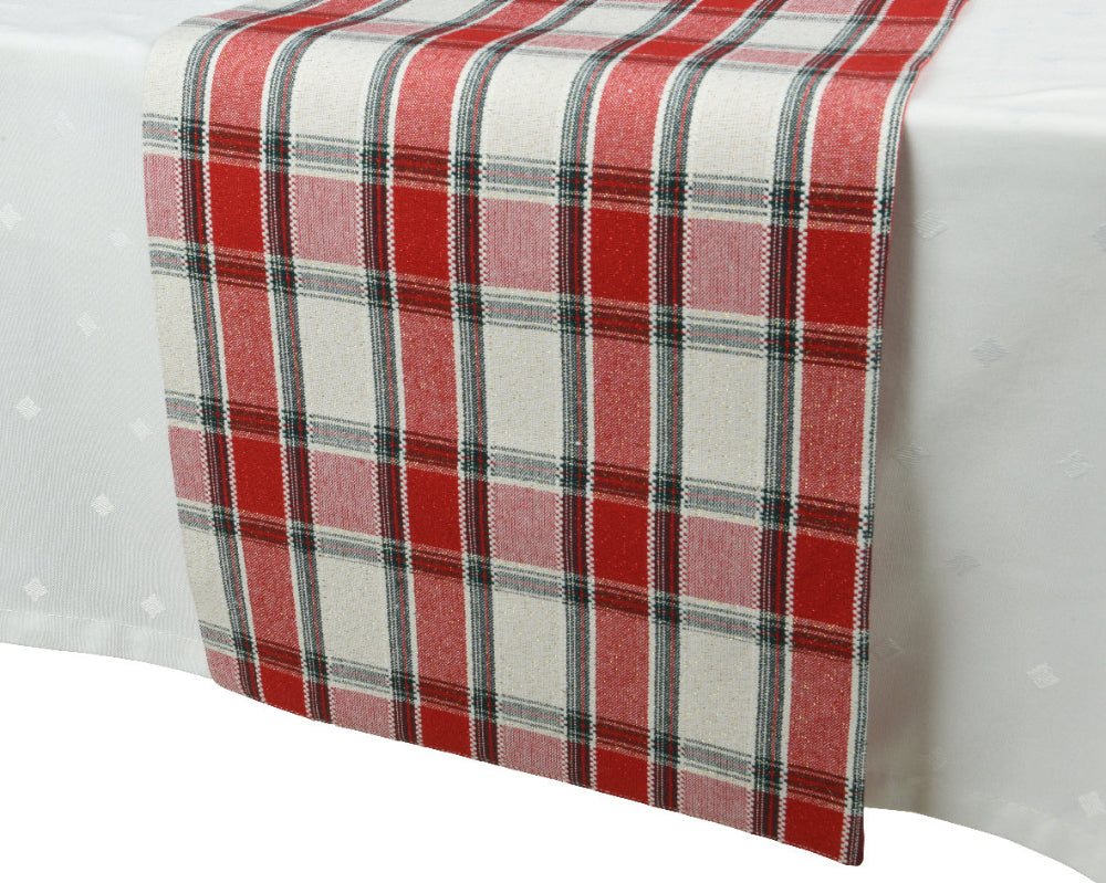 L150xW30cm Table Runner Cotton With Tartan Check