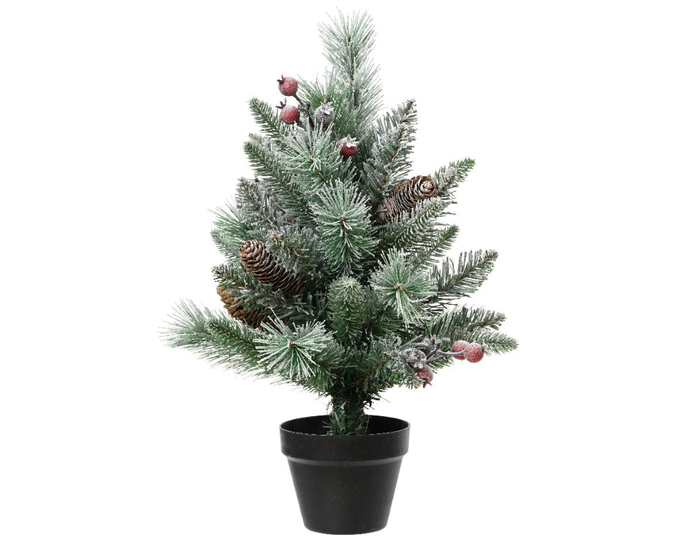 45cm Windham Mini Tree With Frosted Berries & Pinecones