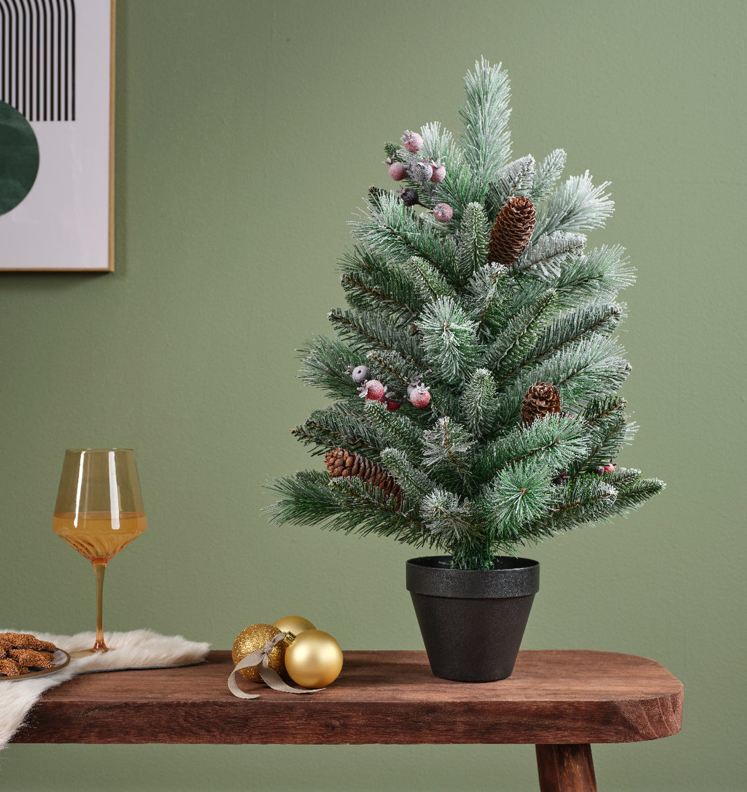 75cm Windham Mini Tree With Frosted Berries & Pinecones
