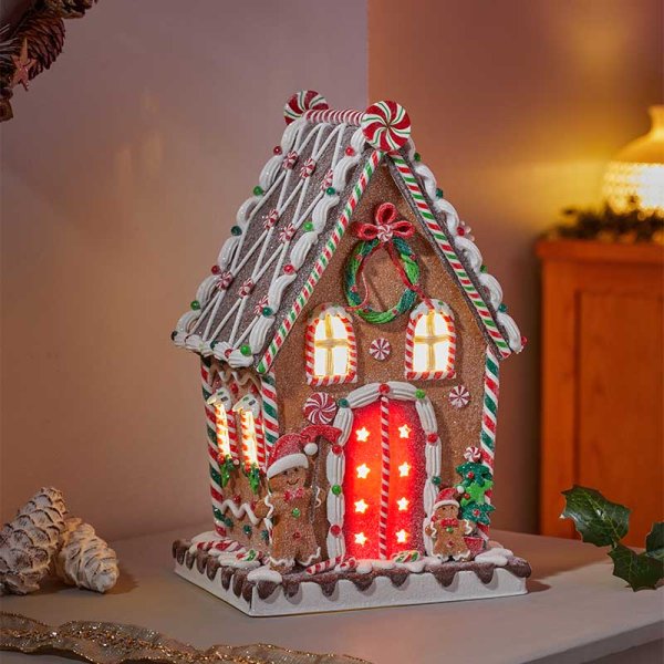 Battery Operated Gingerbread Candy Lodge