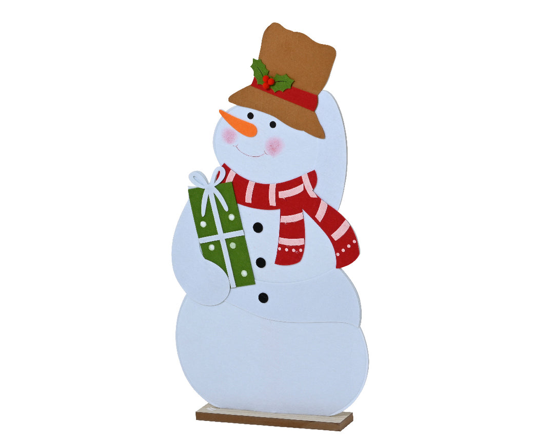 kaemingk felt snowman on wooden plynth