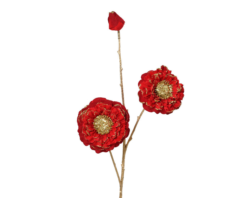 74cm Zinnia Spray With Glitter Edge