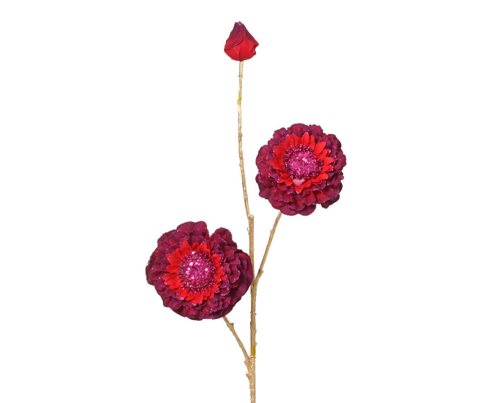 74cm Zinnia Spray With Glitter Edge