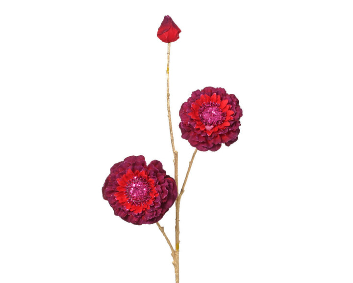74cm Zinnia Spray With Glitter Edge
