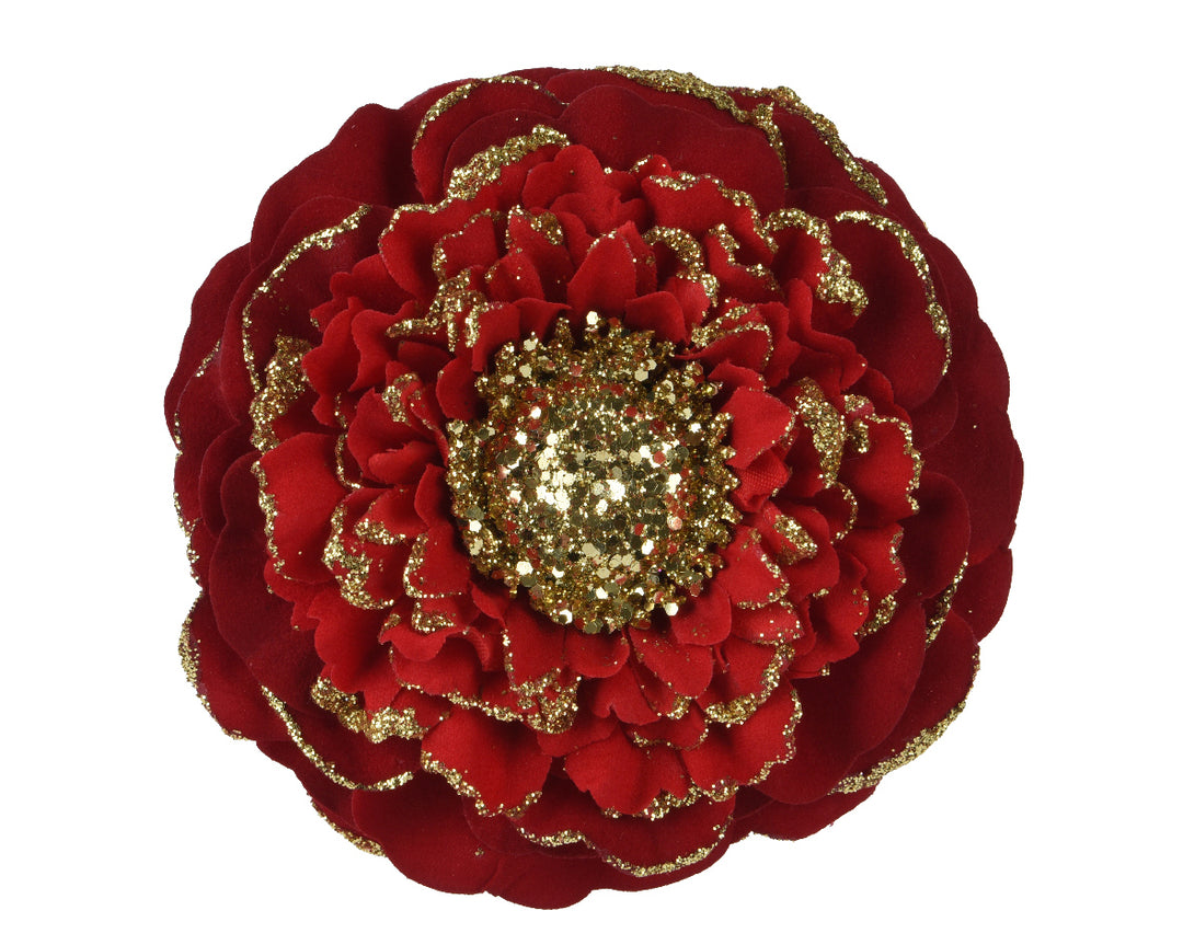 Decoris Zinnia Flower With Glitter Edge