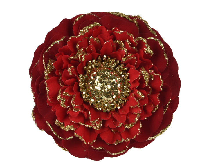 Decoris Zinnia Flower With Glitter Edge