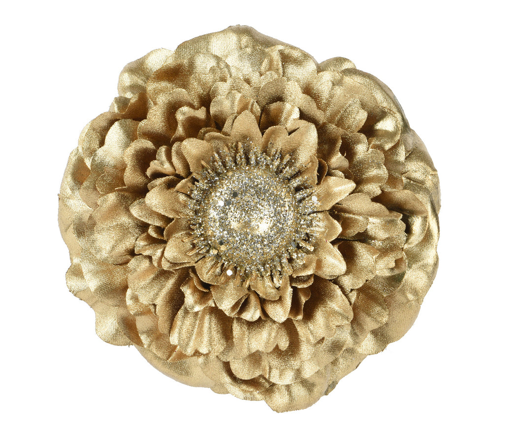 Zinnia Flower With Glitter Edge Gold