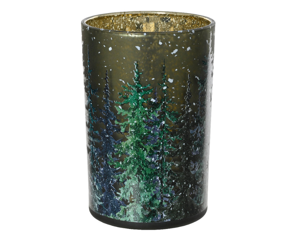 Hurricane Glass With Tree Design