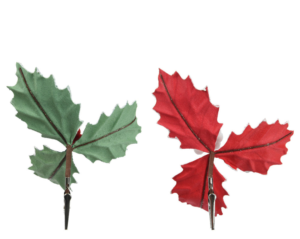 Polyester Velvet Holly Clip