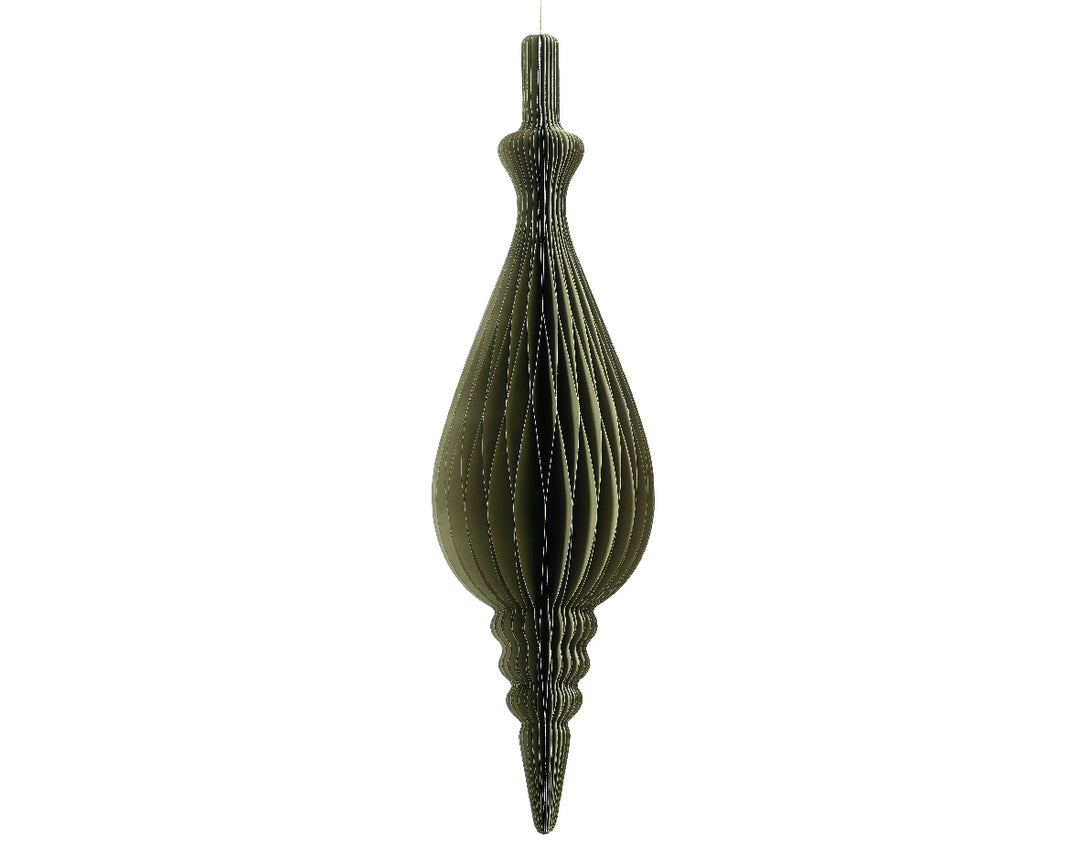 kaemingk 3d paper slim drop ornament - green