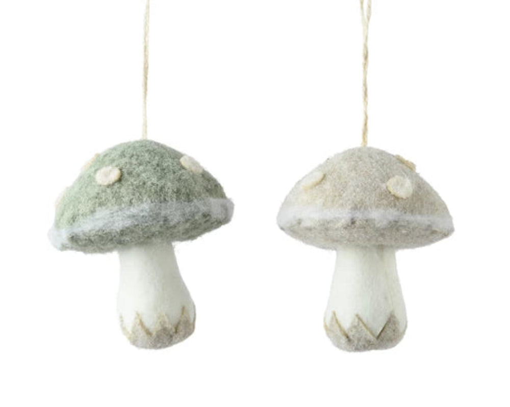 12cm Mushroom Wool With Jute Hanger