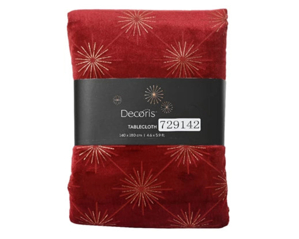 Christmas Tablecloth Red With Gold Foil  