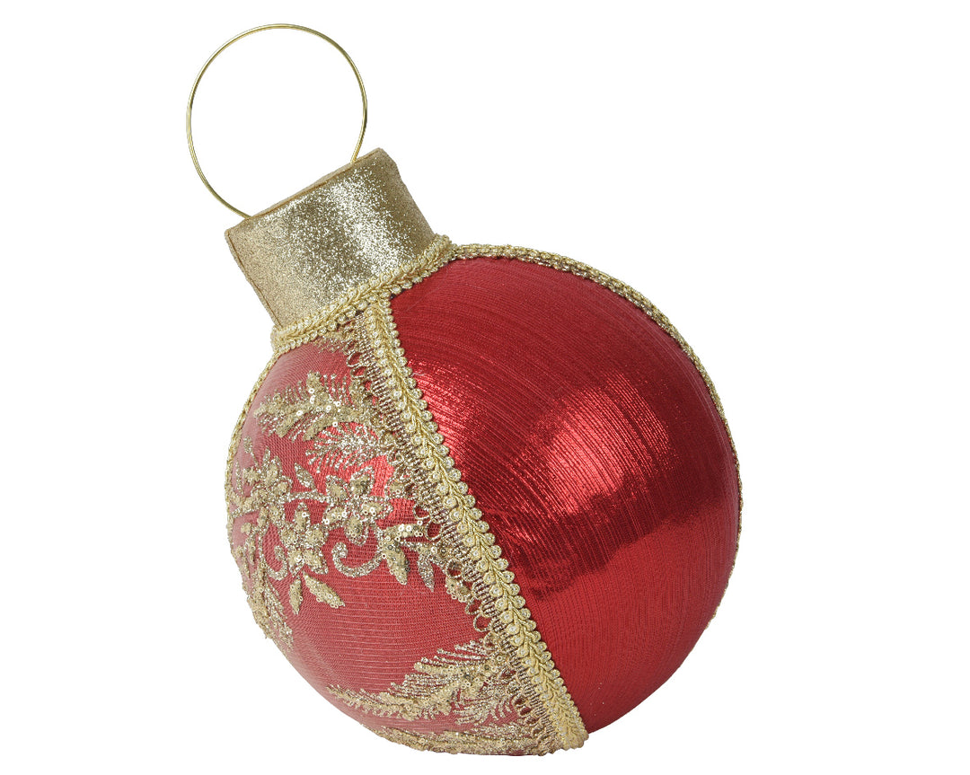 kaemingk bauble polyester w/ lace - red