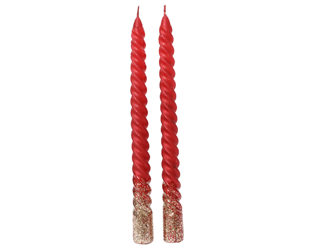 kaemingk wax red candle swirl design - set of 2