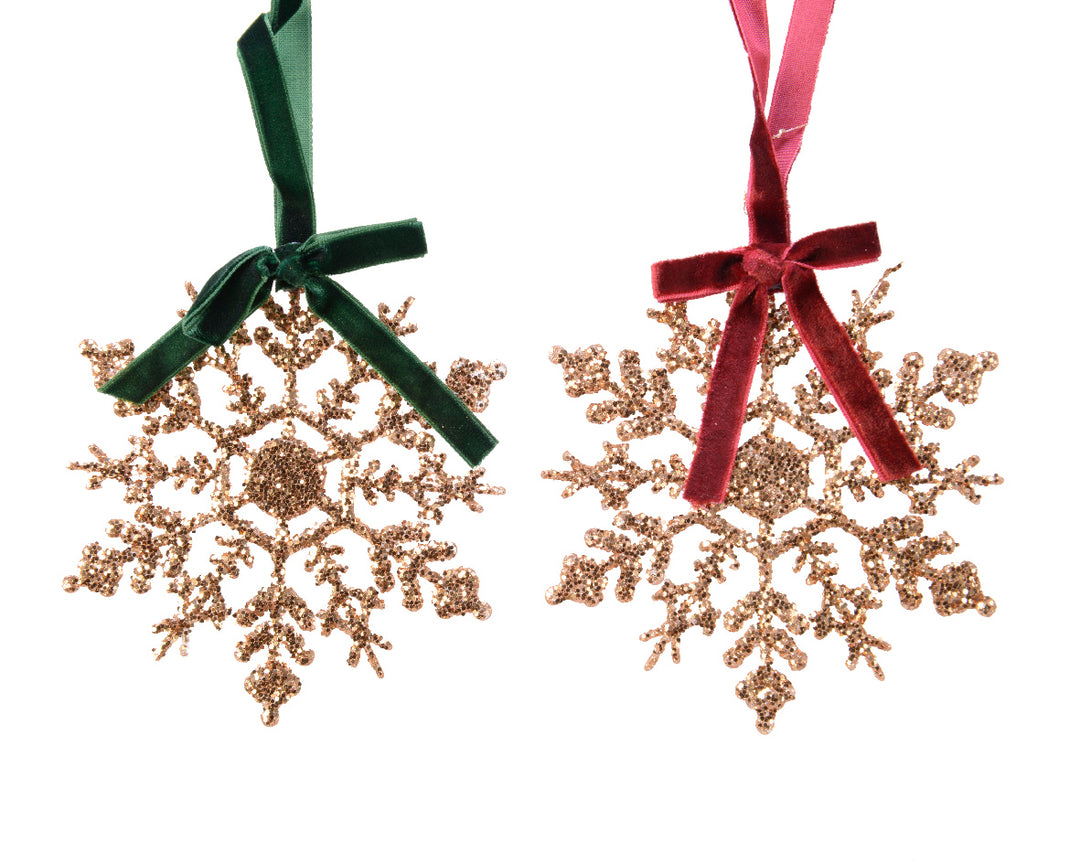 kaemingk plastic snowflake w/ glitter - set of 2