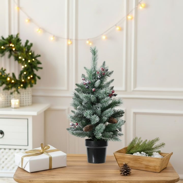 75cm Windham Mini Tree With Frosted Berries & Pinecones