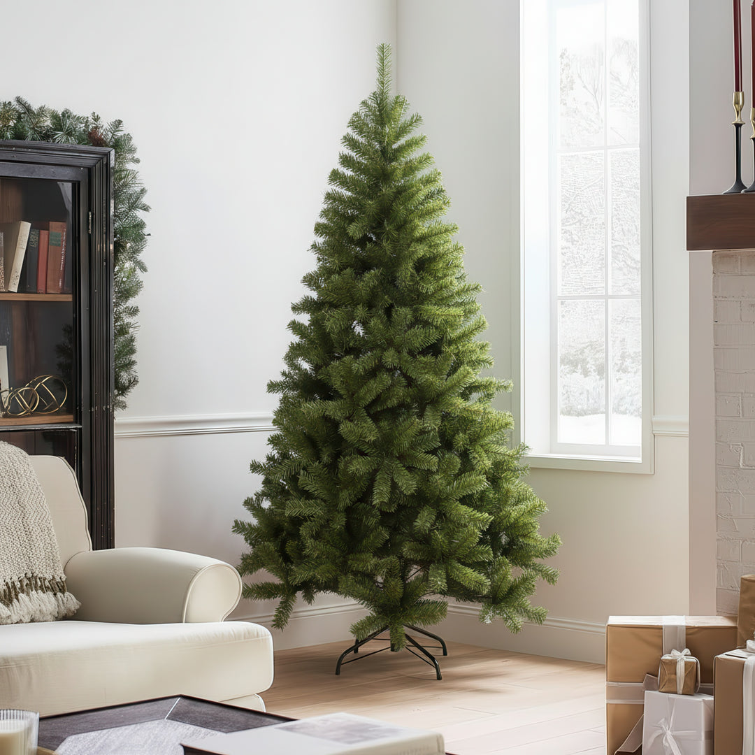 Green artificial Christmas tree