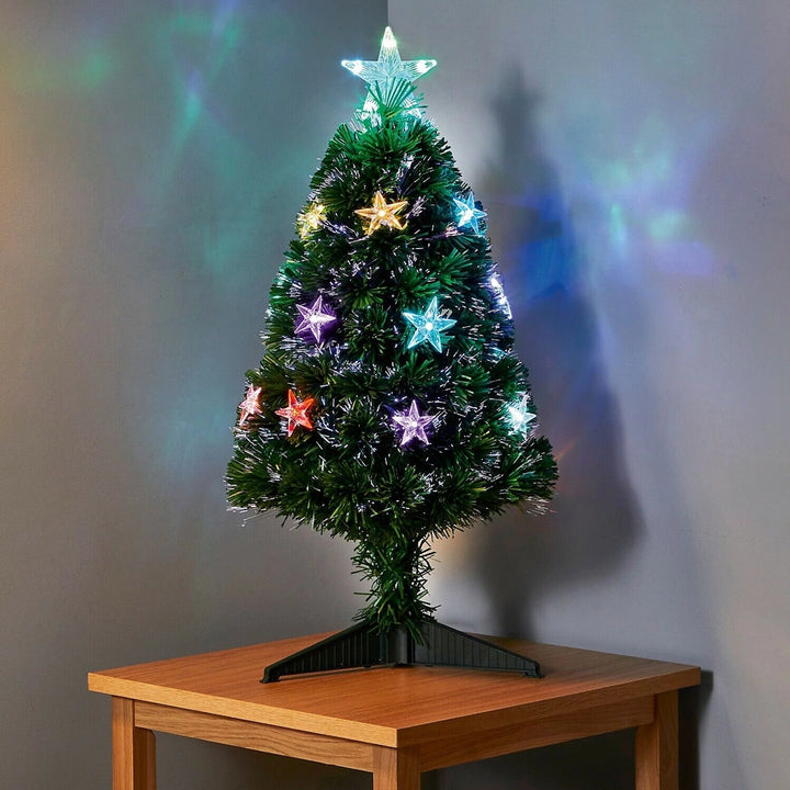 80cm Fibre Optic Christmas Tree with Multicolour LED Star Lights