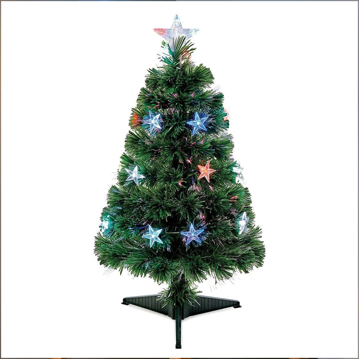 80cm Fibre Optic Christmas Tree with Multicolour LED Star Lights
