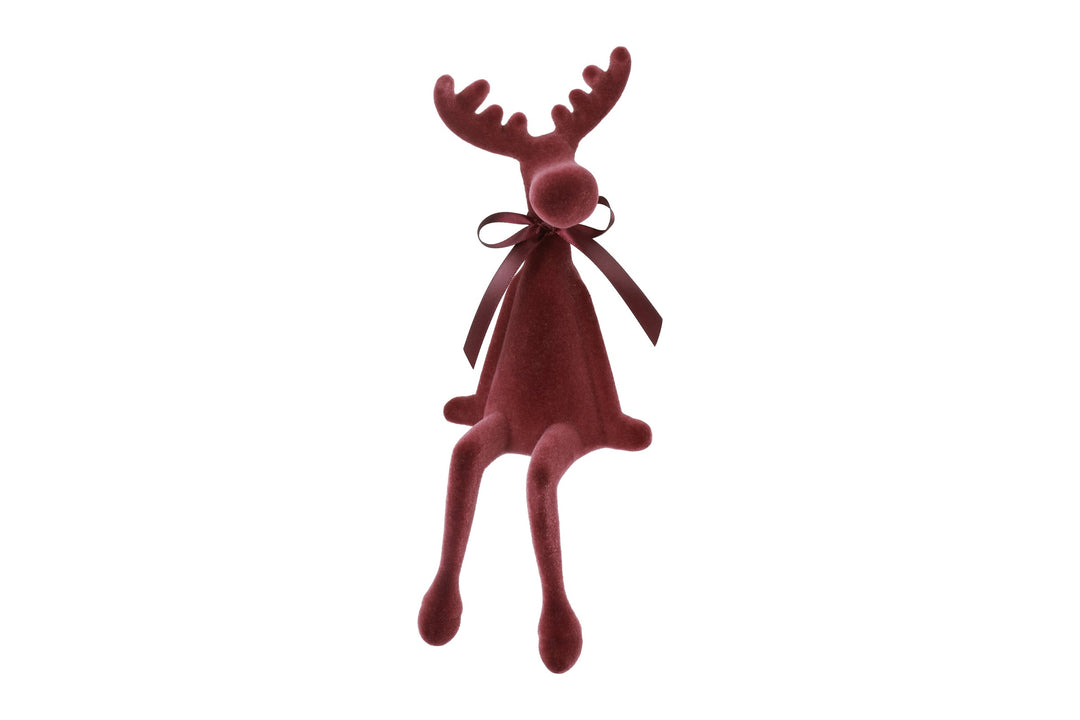 Adrian Velvet Reindeer, Bordeaux Sitting, 33cm