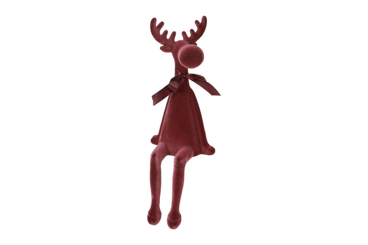 Adrian Velvet Reindeer, Bordeaux Sitting, 60cm