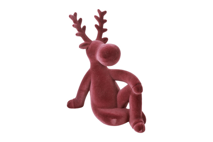 Adrian Velvet Reindeer, Bordeaux Standing, 39cm