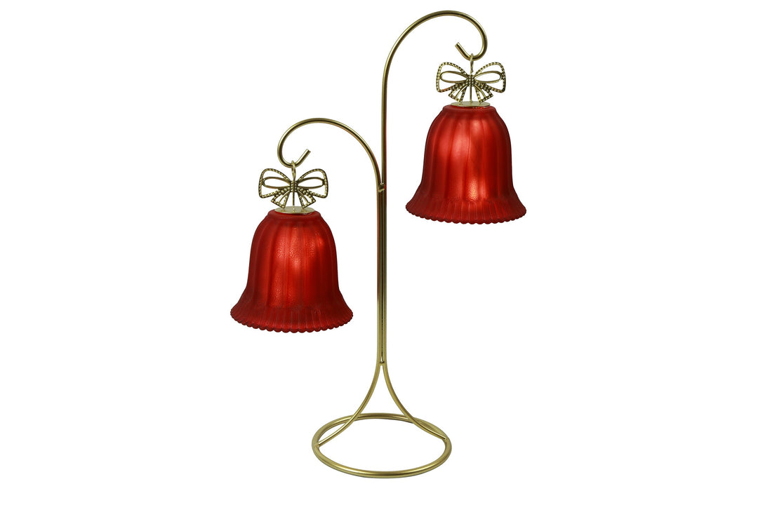 Charly LED Glass Bell with Stand Red / Two bells, 34.5cm