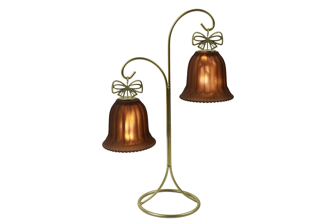 Charly LED Glass Bell with Stand Brown / Two bells, 34.5cm
