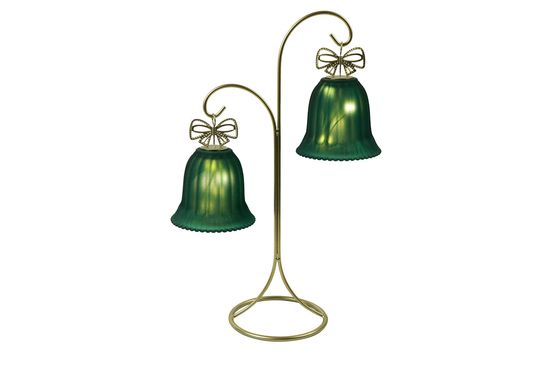 Charly LED Glass Bell with Stand Green / Two bells, 34.5cm