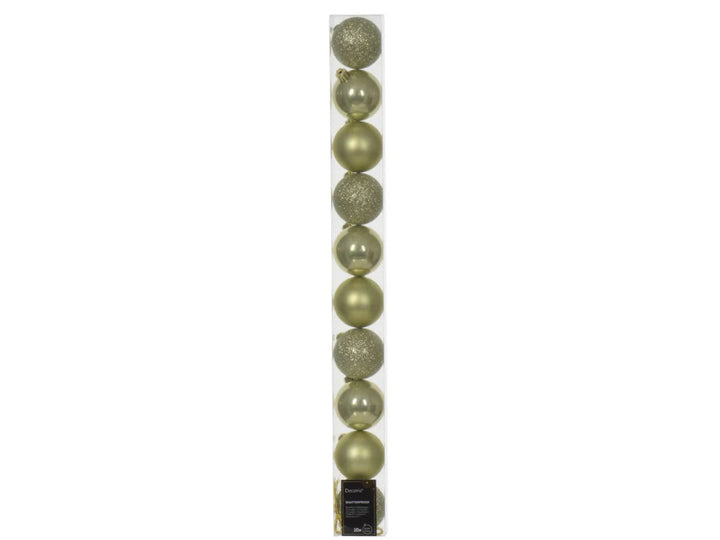 6cm Mixed Shatterproof Baubles - Tube of 10 Pistachio
