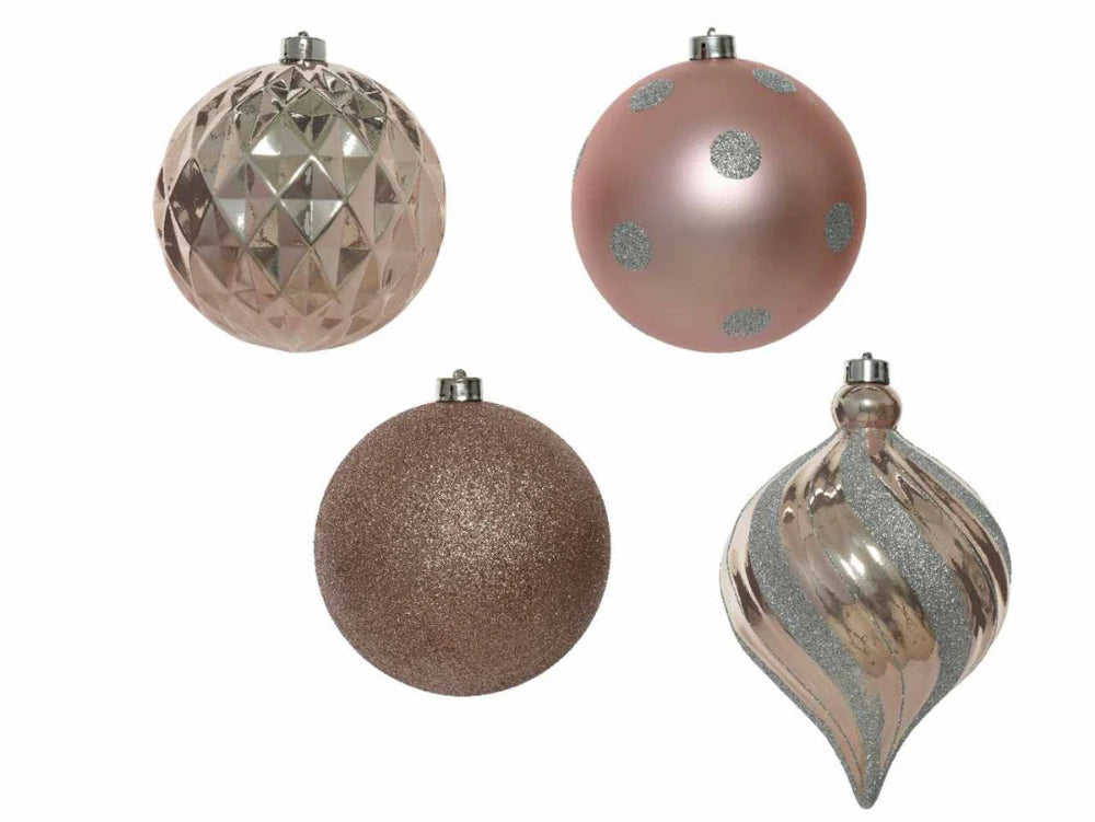 15cm Shatterproof Bauble Blush Pink - Set of 6