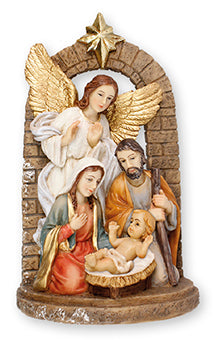 Nativity Set/Resin/Holy Family & Angel 6 inch