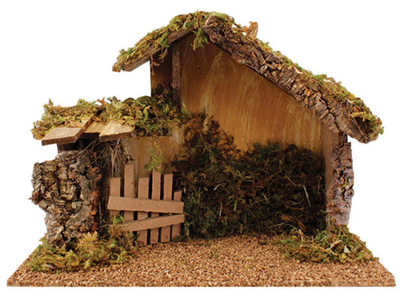 Nativity Shed With LED Lights 11 1/2 Inch