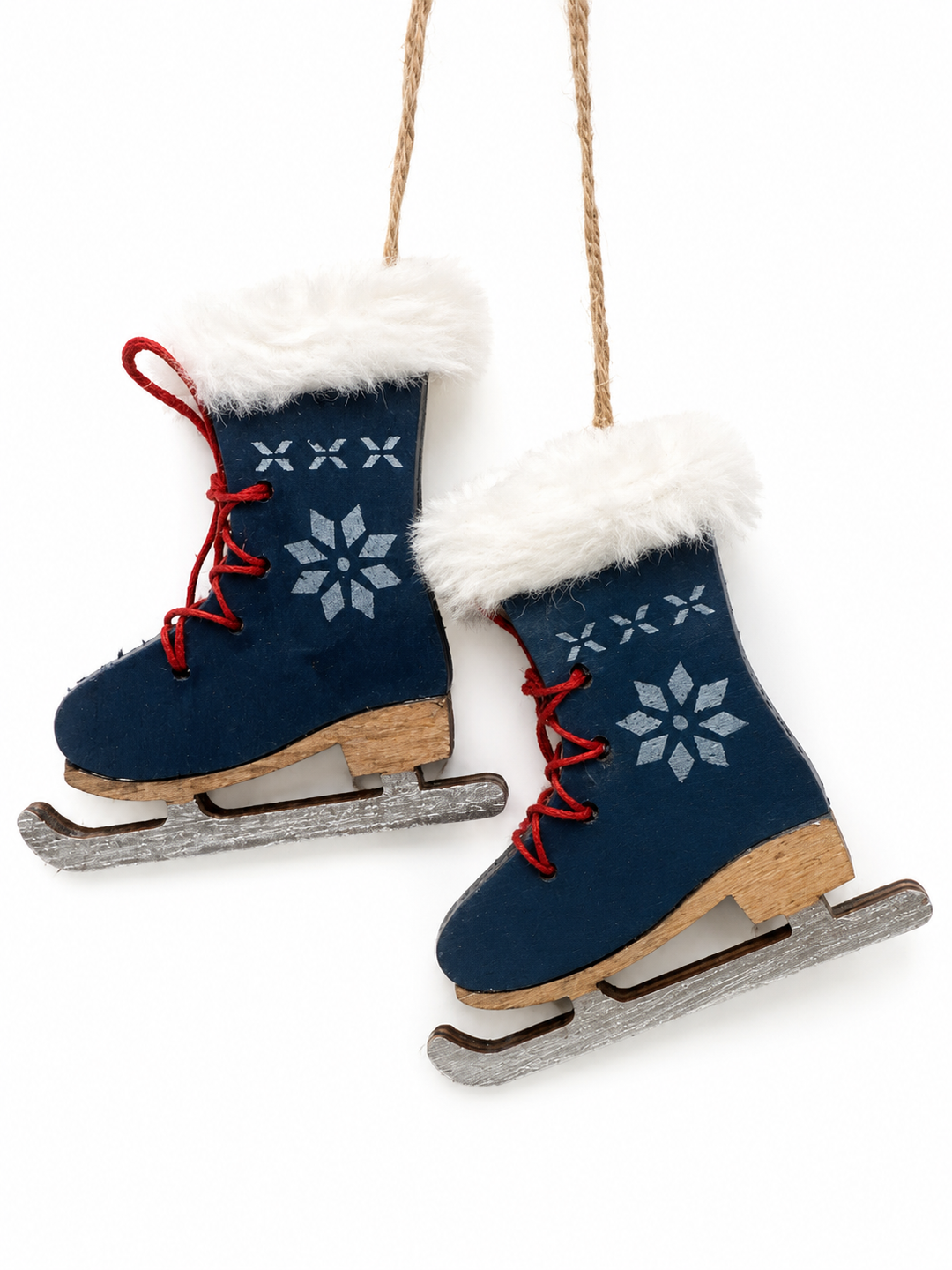 Skates Plywood Faux Fur Edge Snowflake Design Blue