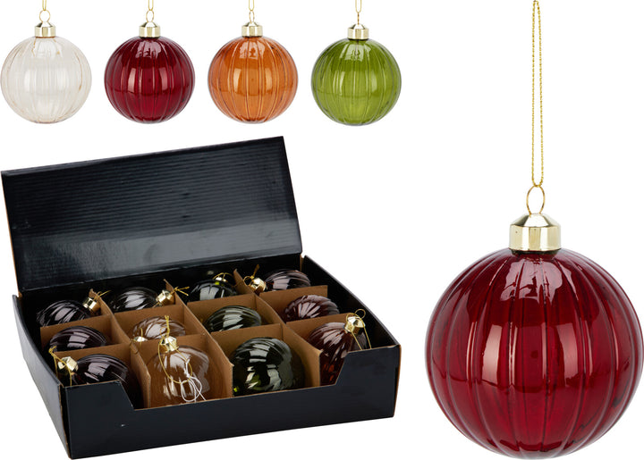 8cm Glass Bauble Assorted