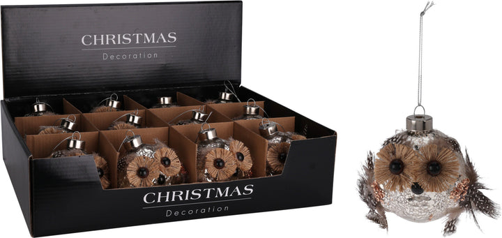 8cm Glass Owl Bauble