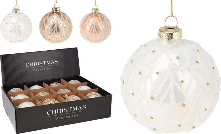 8cm Glass Bauble W/ Glitter check product