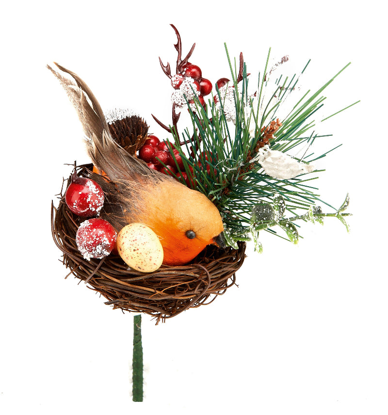 18cm Robin In Nest Pick