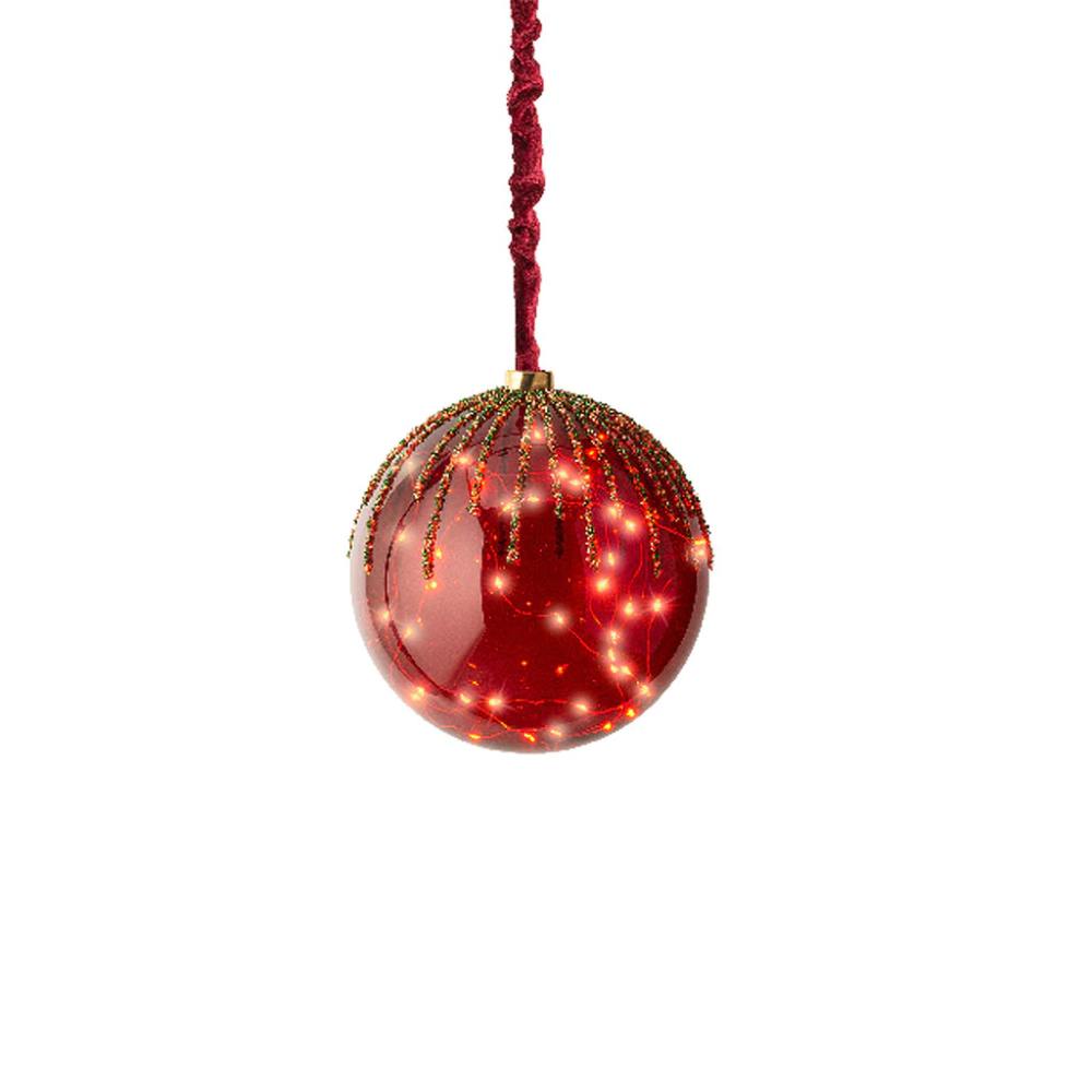 Battery Operated Micro LED Christmas Light Ball - Red