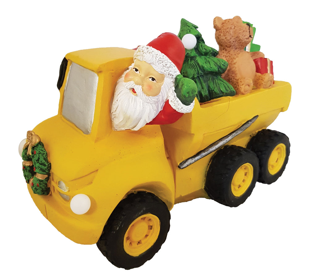 Santa In Yellow Dump Truck