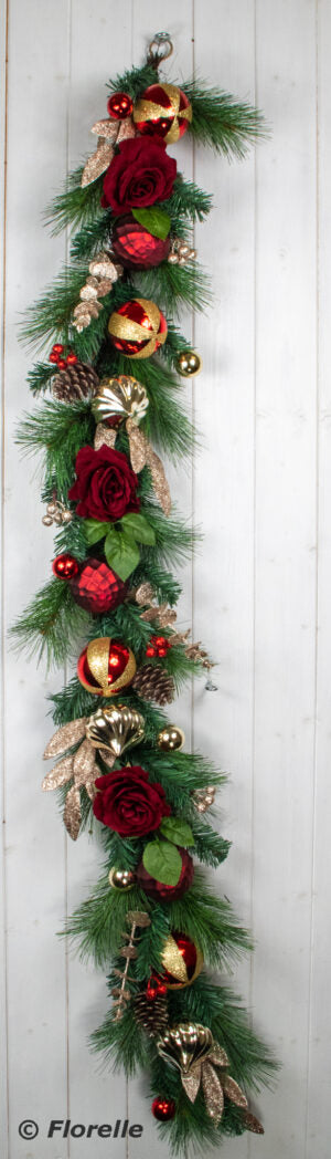 60inch xmas rose and gold bauble garland