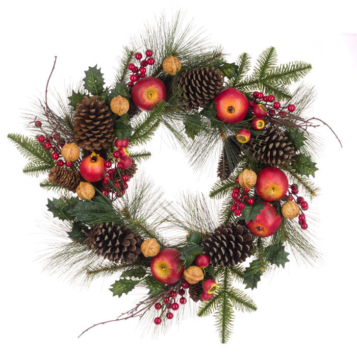 FLORALSILK WREATH WITH APPLES CONE & BERRIES