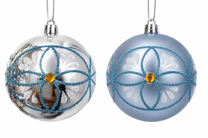 8cm Shatterproof Bauble - Sky Blue