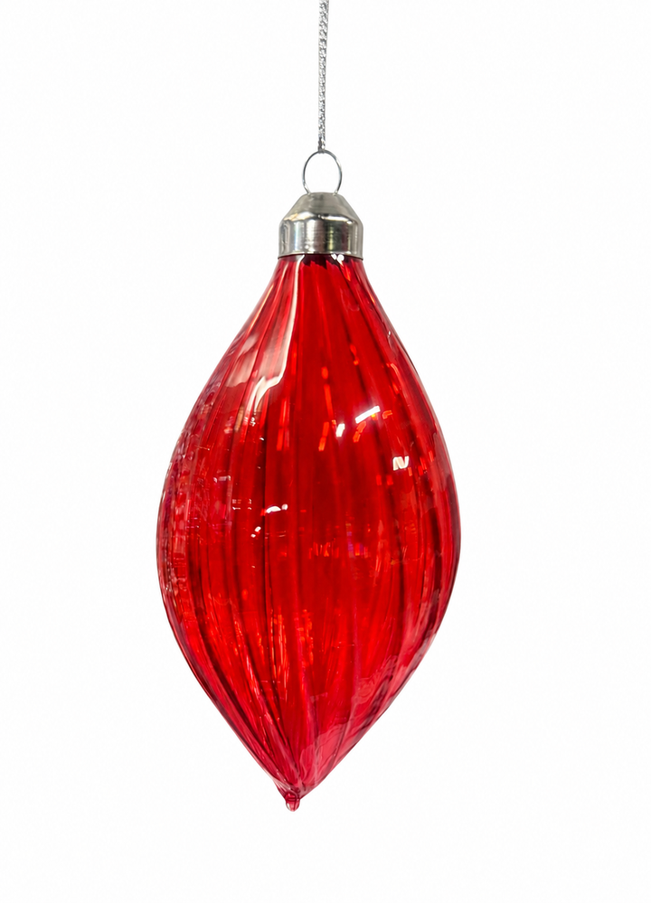 12cm Glass Drop - Red