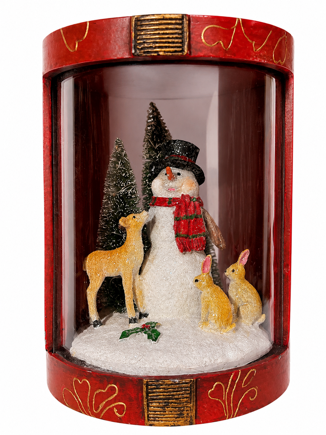 Round Snowman Gift Box With Led