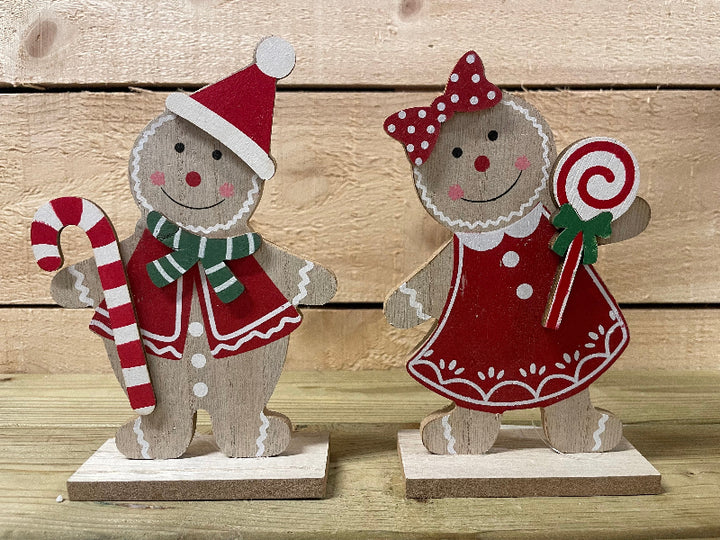 17.5cm Wooden Gingerbread With Candy