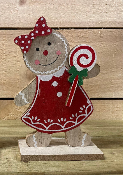 17.5cm Wooden Gingerbread With Candy