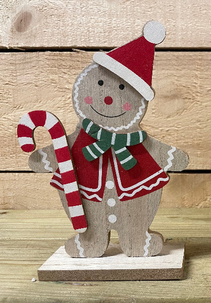 17.5cm Wooden Gingerbread With Candy