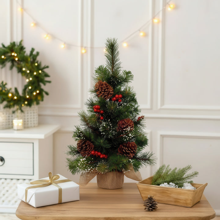 Ipswich Mini Christmas Tree with Snowy Berries & Pinecones